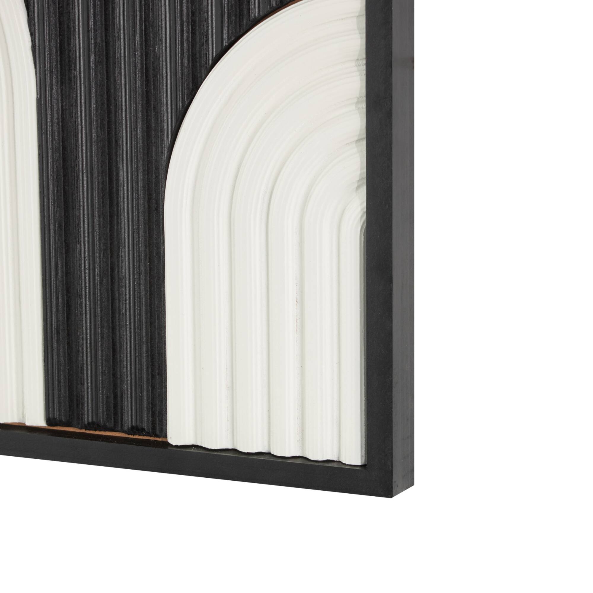 16" x 16" White Wood Geometric Handmade Overlapping Arches Home Wall Décor Set with Black Frame